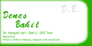 denes bahil business card